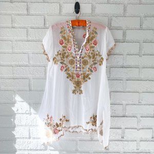 Johnny Was | White Embordered Talum Tunic floral